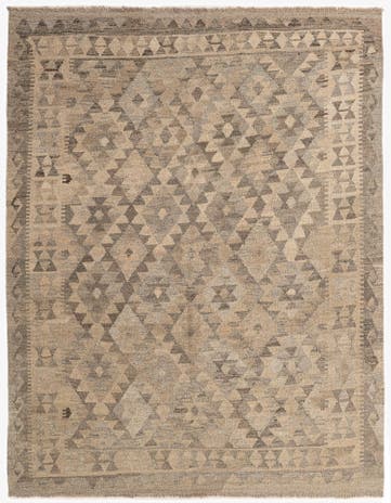 5' 2 x 6' 6 Hand Woven Kilim Maymana Wool Rug