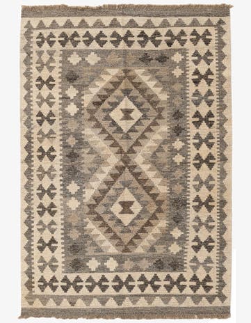3' 4 x 5' Hand Woven Kilim Maymana Wool Rug