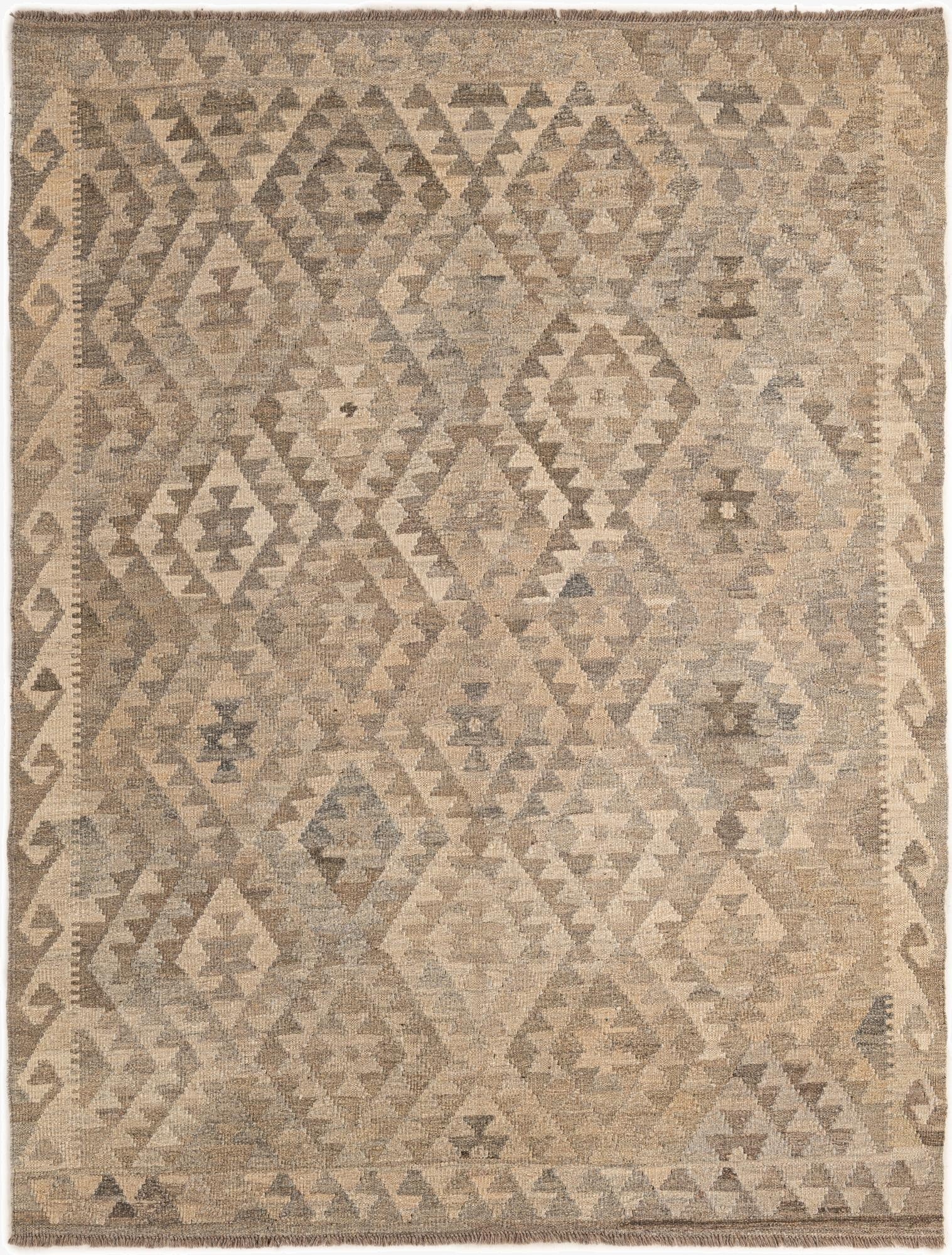 5' 3 x 6' 7  Hand Woven Kilim Maymana Wool Rug