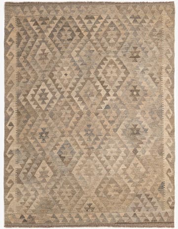 5' 3 x 6' 7 Hand Woven Kilim Maymana Wool Rug
