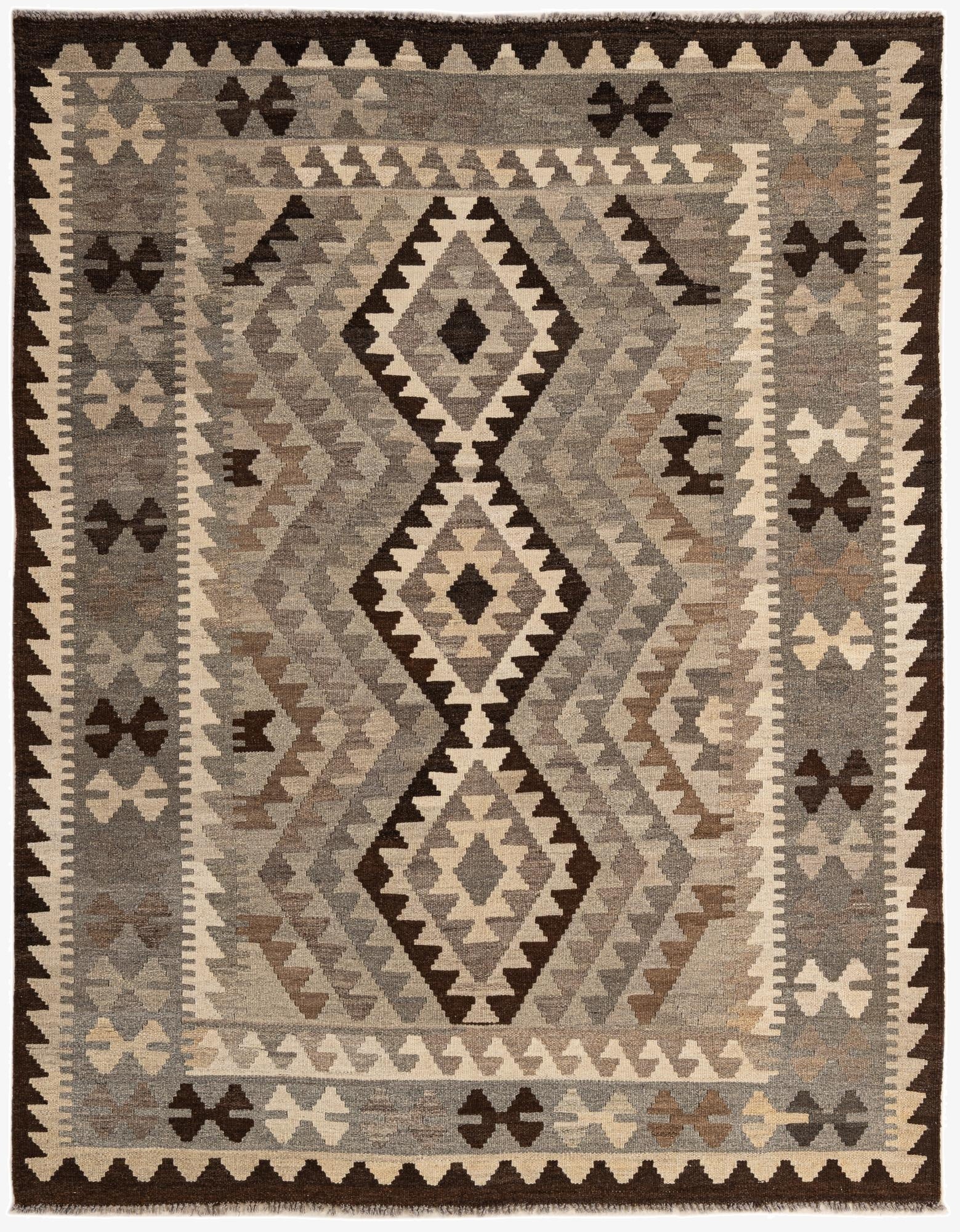 5' x 6' 4  Hand Woven Kilim Maymana Wool Rug