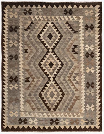 5' x 6' 4 Hand Woven Kilim Maymana Wool Rug