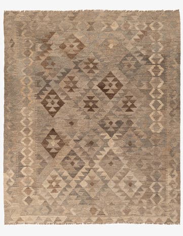 5' 2 x 6' 3 Hand Woven Kilim Maymana Wool Rug
