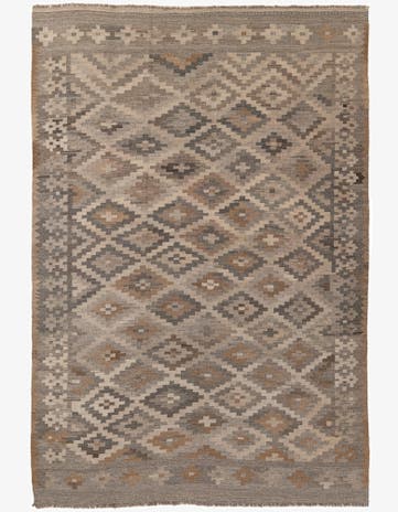 6' 6 x 9' 9 Hand Woven Kilim Maymana Wool Rug