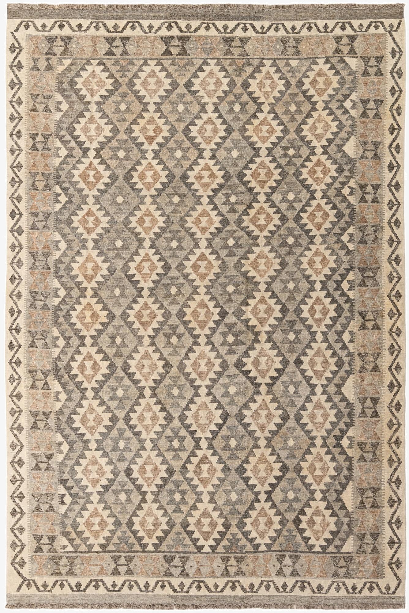 6' 5 x 9' 11  Hand Woven Kilim Maymana Wool Rug