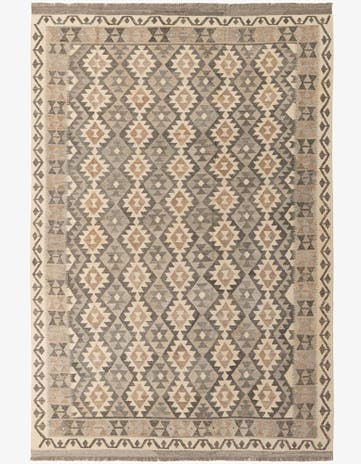 6' 5 x 9' 11 Hand Woven Kilim Maymana Wool Rug
