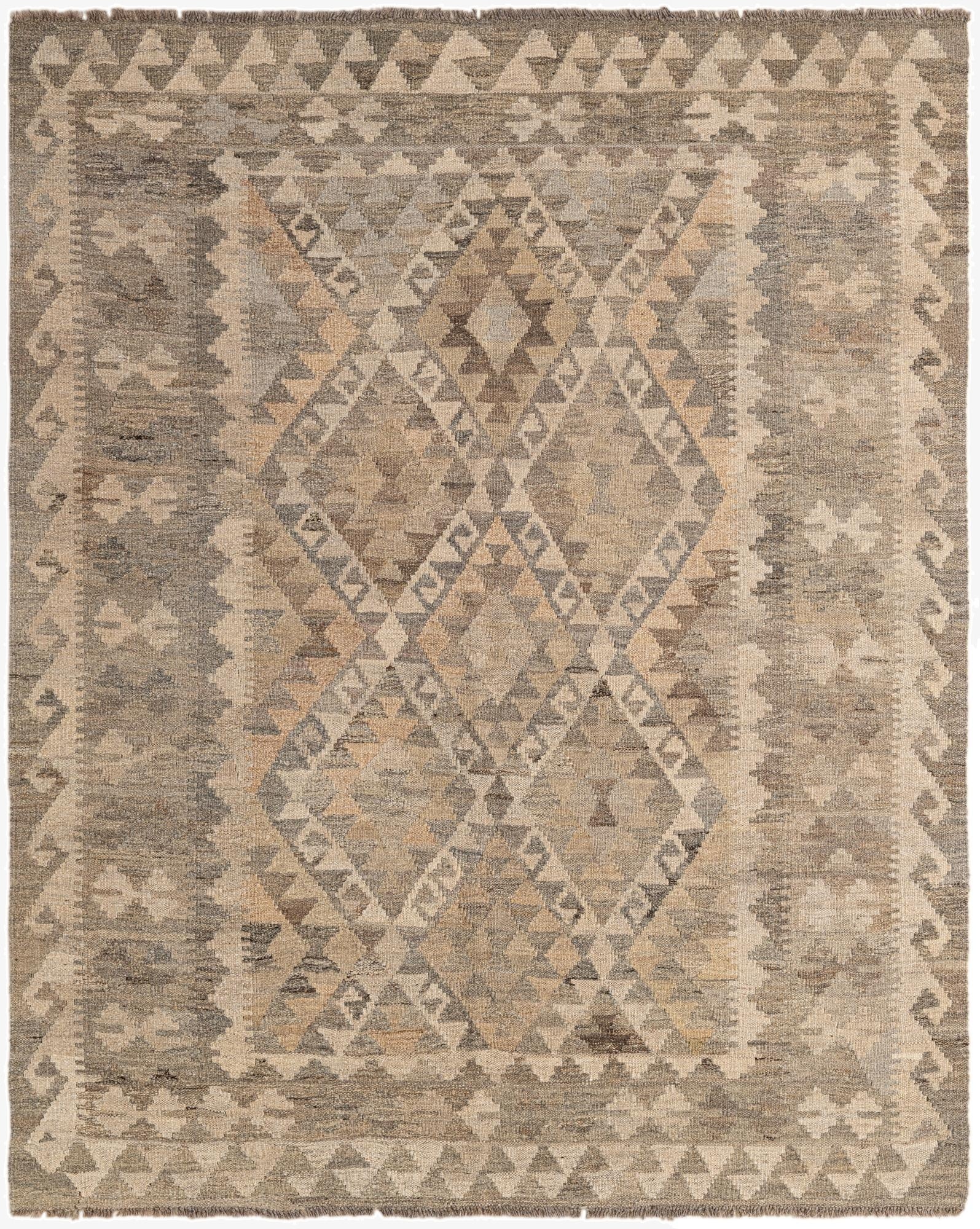 5' 4 x 6' 7  Hand Woven Kilim Maymana Wool Rug