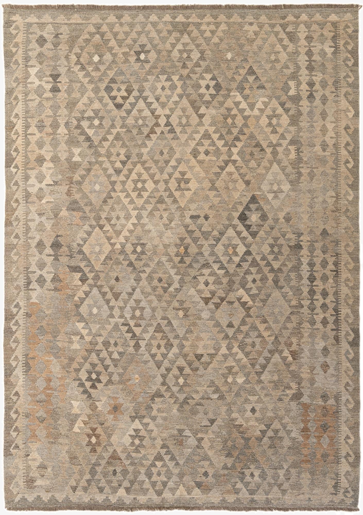 6' 11 x 9' 7  Hand Woven Kilim Maymana Wool Rug