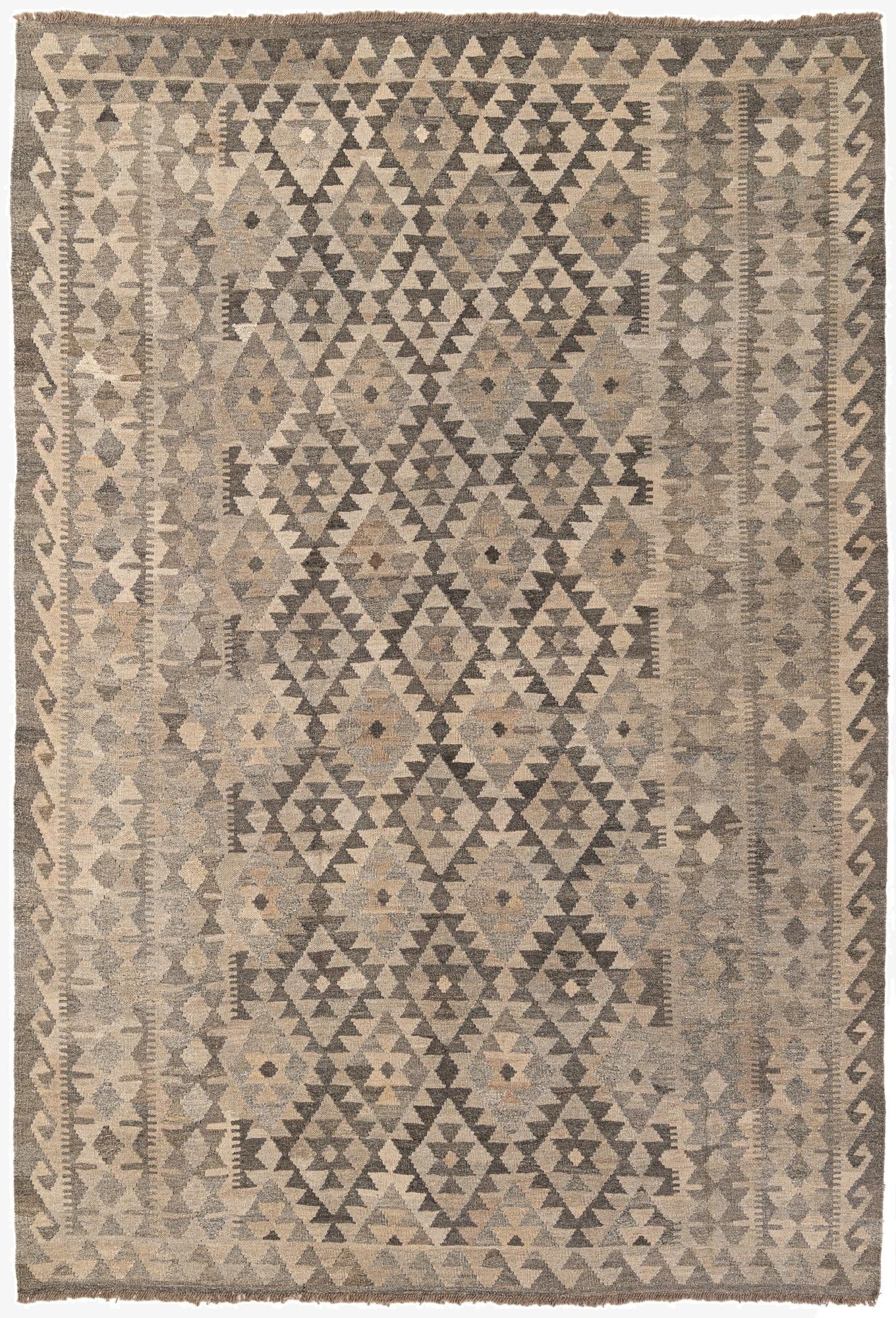 6' 8 x 9' 9  Hand Woven Kilim Maymana Wool Rug