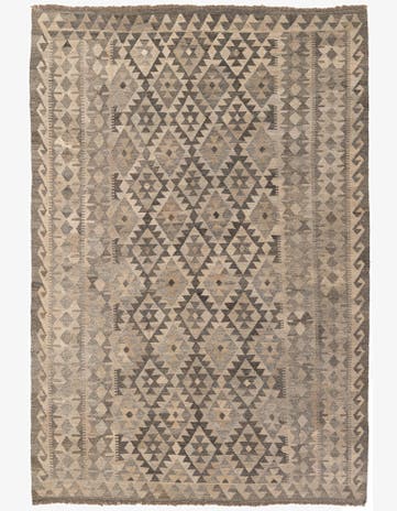 6' 8 x 9' 9 Hand Woven Kilim Maymana Wool Rug