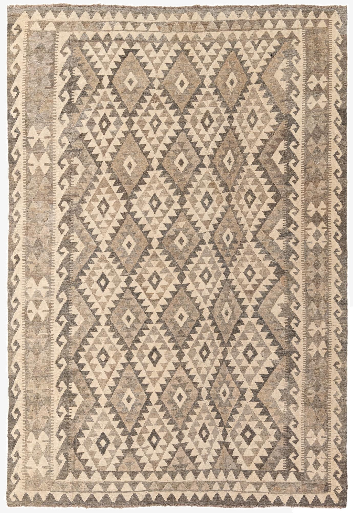 6' 8 x 9' 1  Hand Woven Kilim Maymana Wool Rug