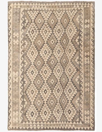 6' 8 x 9' 1 Hand Woven Kilim Maymana Wool Rug