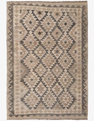 4' x 5' 10 Hand Woven Kilim Maymana Wool Rug