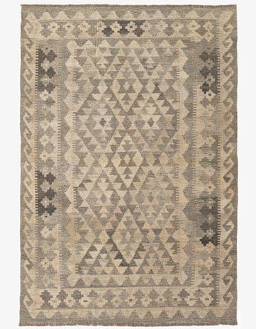 4' 1 x 6' Hand Woven Kilim Maymana Wool Rug
