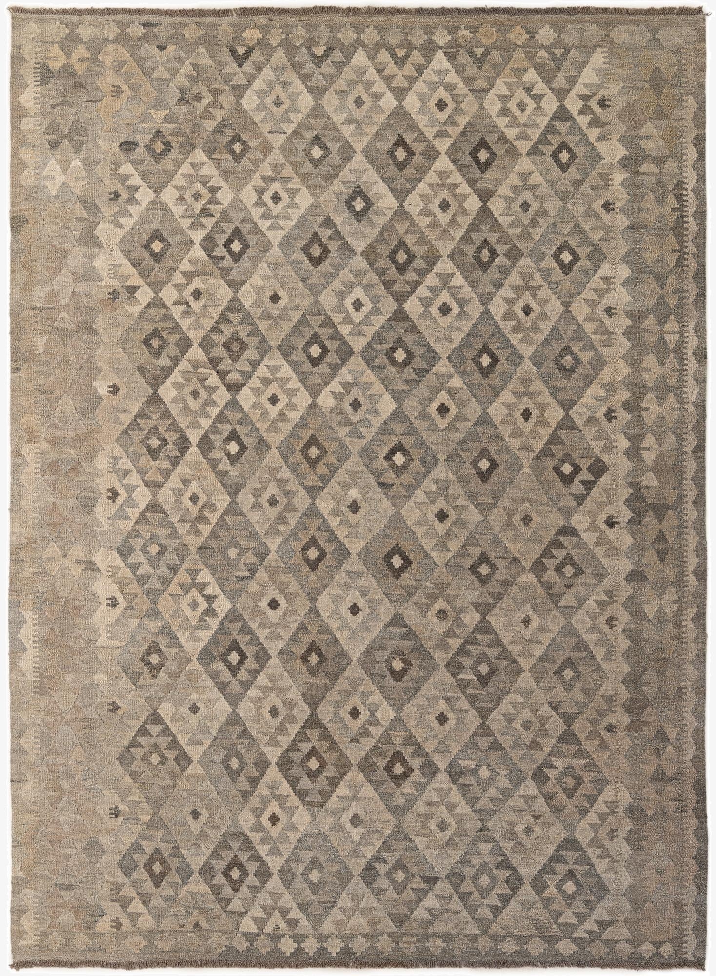 7' 1 x 9' 9  Hand Woven Kilim Maymana Wool Rug