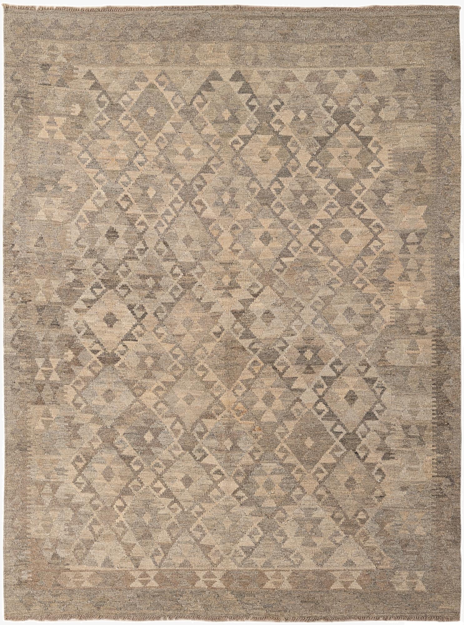 5' x 6' 8  Hand Woven Kilim Maymana Wool Rug