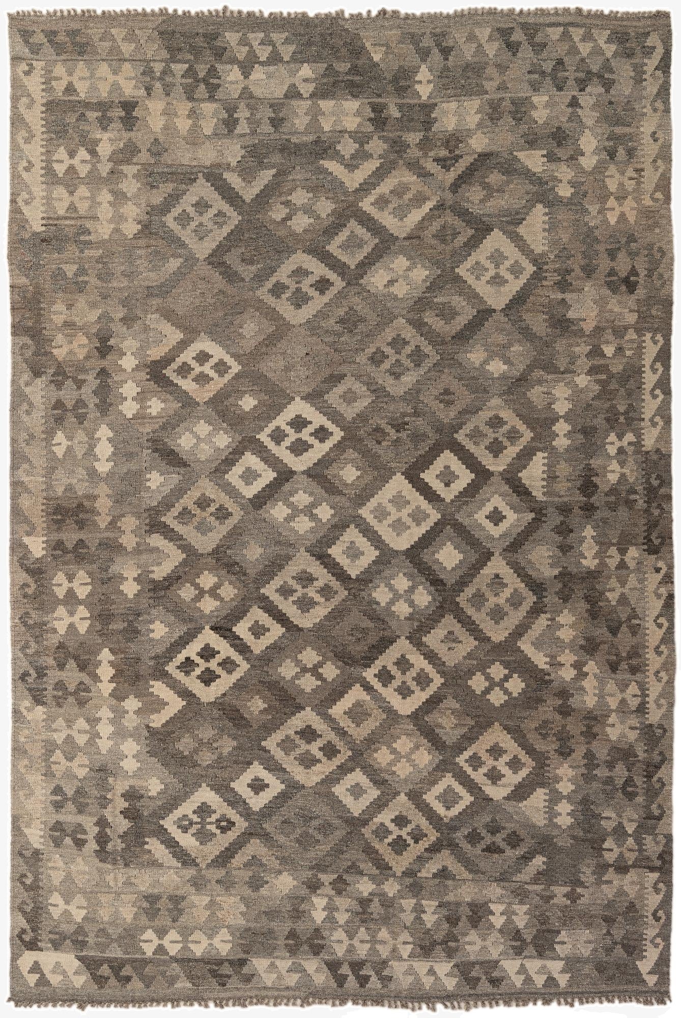 6' 6 x 9' 10  Hand Woven Kilim Maymana Wool Rug