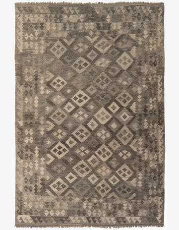 6' 6 x 9' 10 Hand Woven Kilim Maymana Wool Rug
