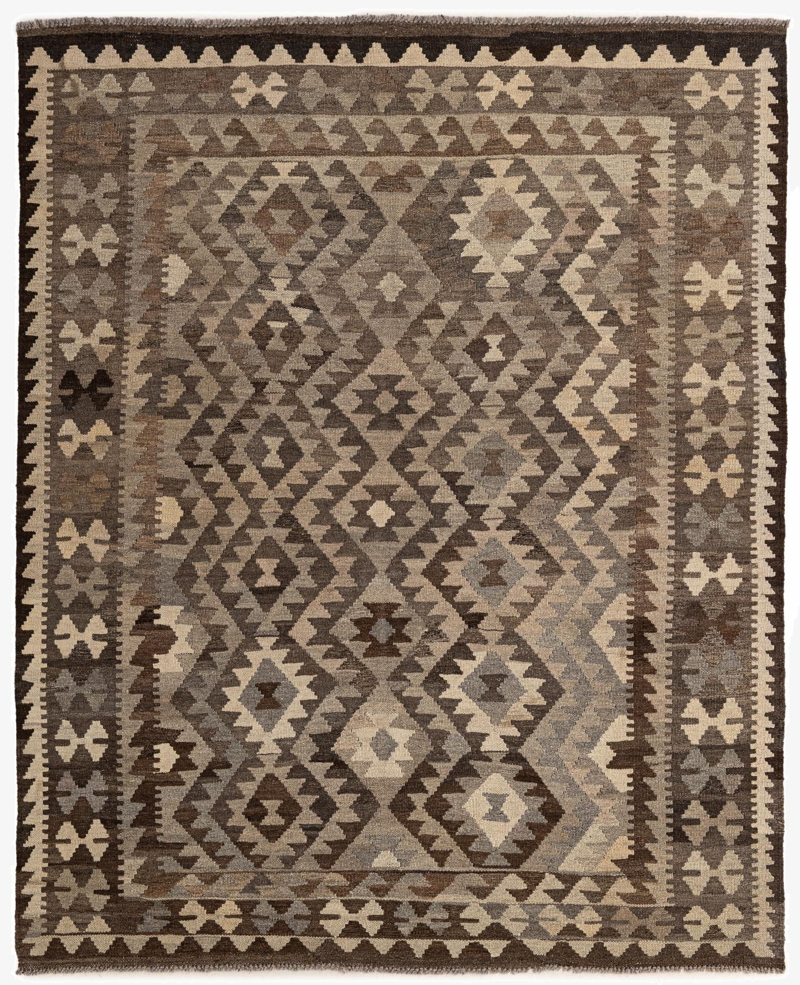 5' 4 x 6' 8  Hand Woven Kilim Maymana Wool Rug