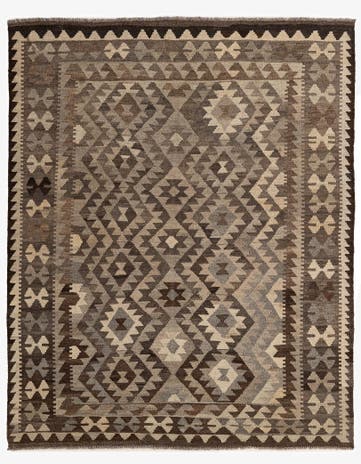 5' 4 x 6' 8 Hand Woven Kilim Maymana Wool Rug