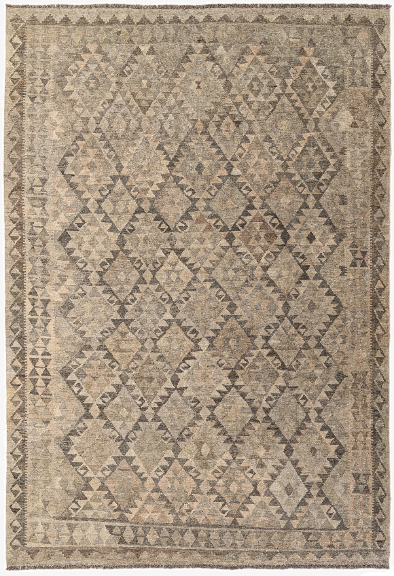 6' 9 x 10'  Hand Woven Kilim Maymana Wool Rug