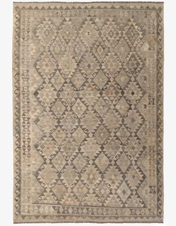 6' 9 x 10' Hand Woven Kilim Maymana Wool Rug