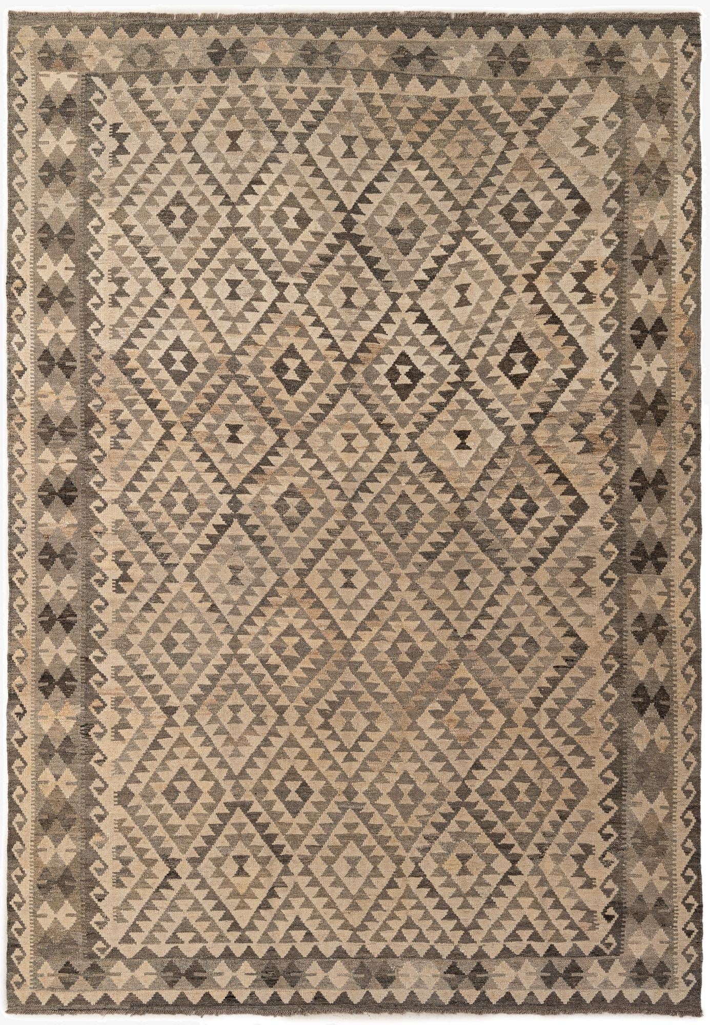 6' 11 x 9' 10  Hand Woven Kilim Maymana Wool Rug