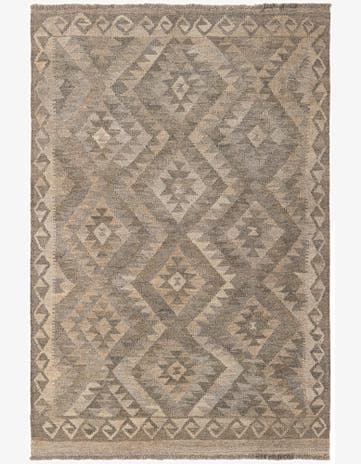 4' x 6' Hand Woven Kilim Maymana Wool Rug