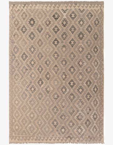 6' 8 x 9' 10 Hand Woven Kilim Maymana Wool Rug