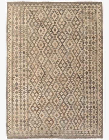 6' 11 x 9' 10 Hand Woven Kilim Maymana Wool Rug