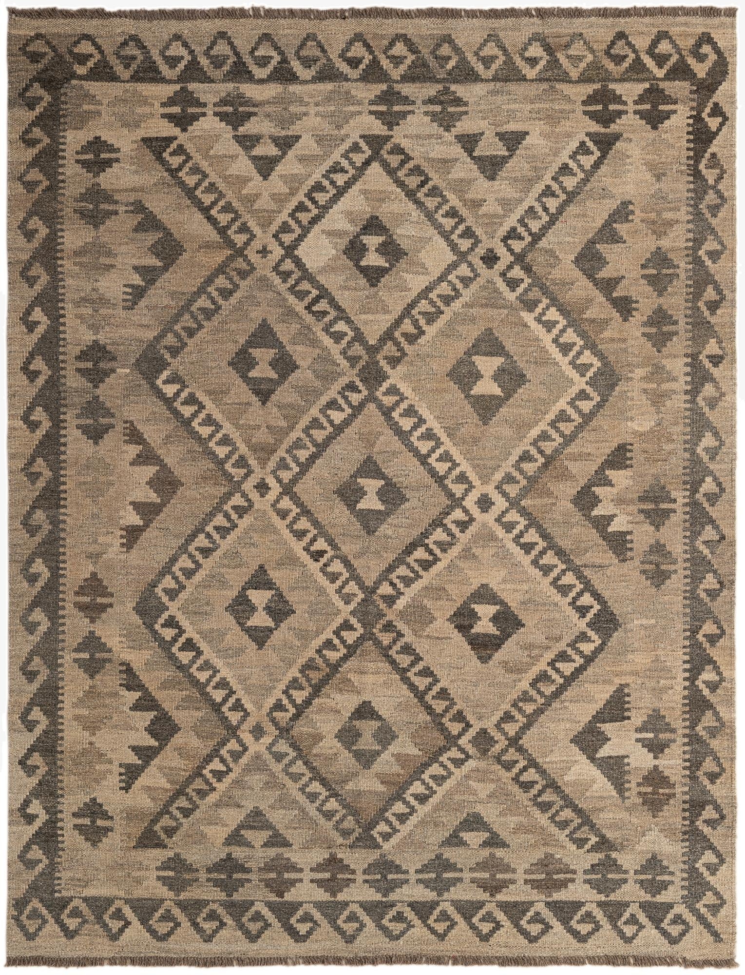 5' 1 x 6' 7  Hand Woven Kilim Maymana Wool Rug