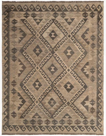 5' 1 x 6' 7 Hand Woven Kilim Maymana Wool Rug