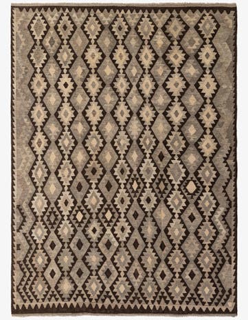 6' 11 x 9' 5 Hand Woven Kilim Maymana Wool Rug