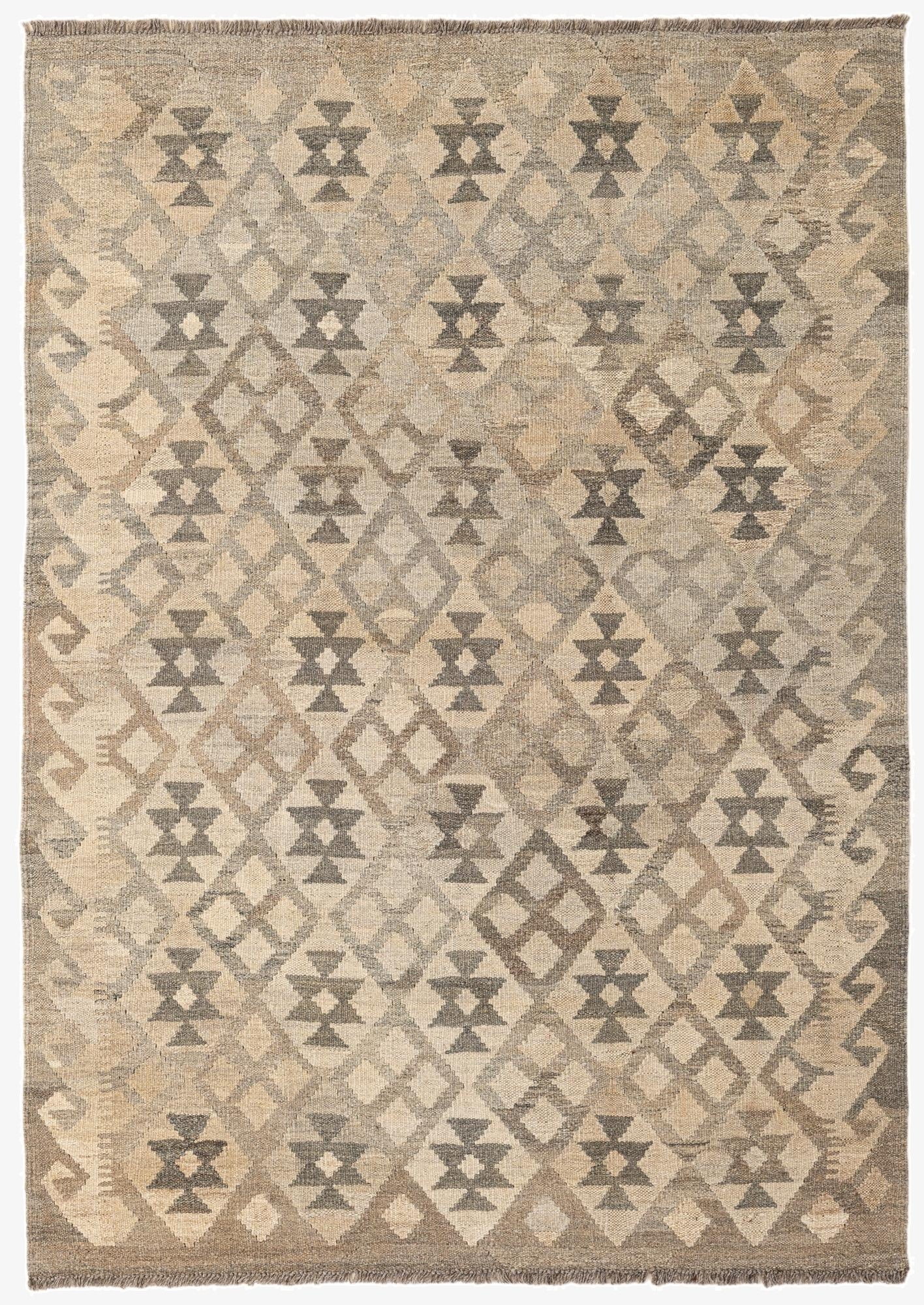 4' 3 x 6'  Hand Woven Kilim Maymana Wool Rug