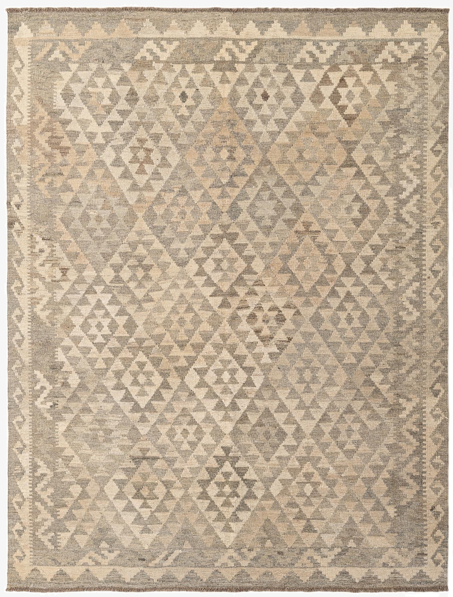 5' 2 x 6' 9  Hand Woven Kilim Maymana Wool Rug