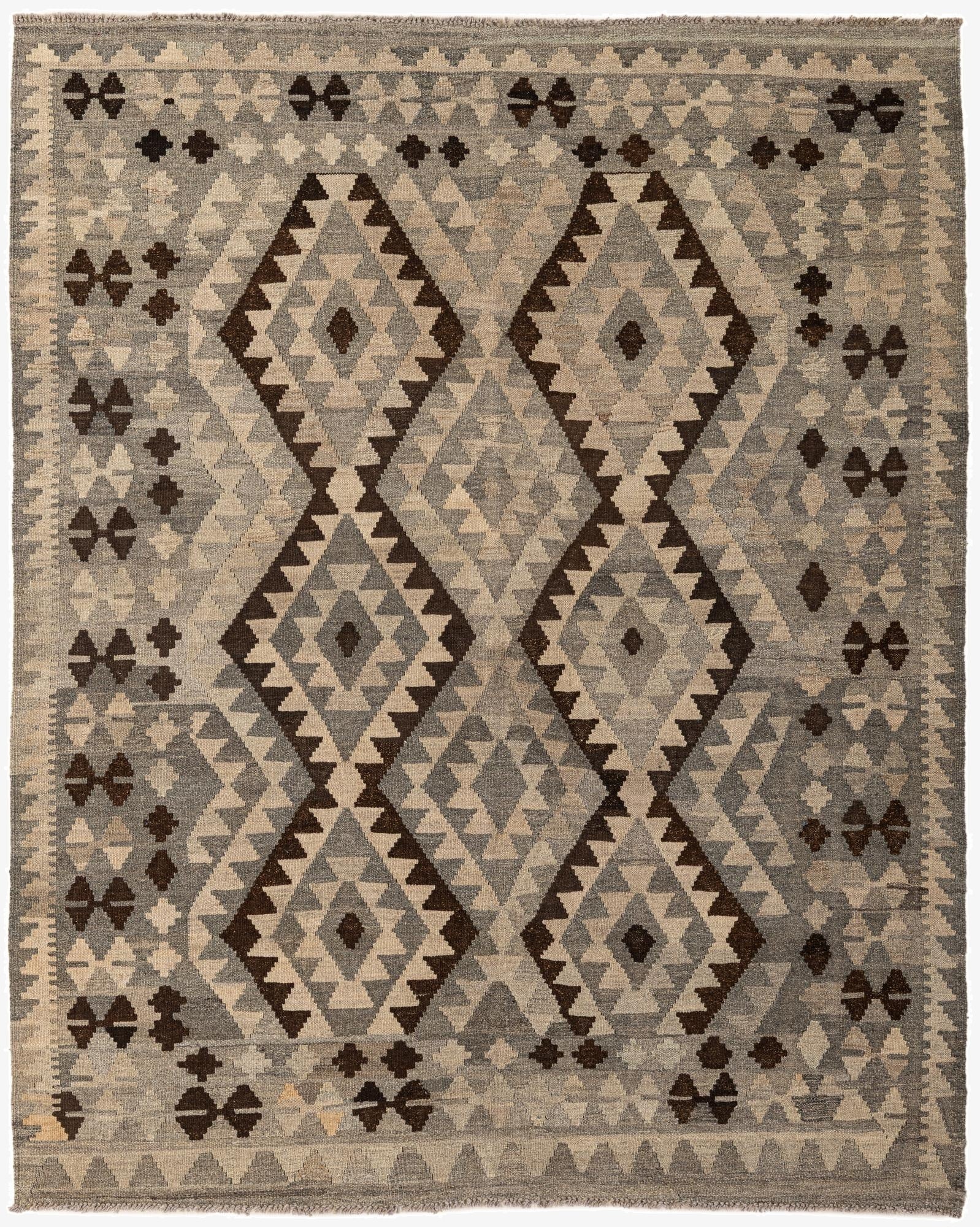 5' 2 x 6' 5  Hand Woven Kilim Maymana Wool Rug