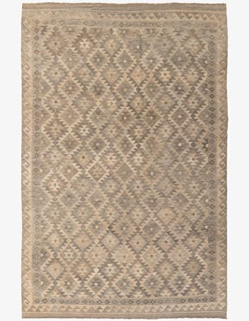 6' 6 x 9' 9 Hand Woven Kilim Maymana Wool Rug