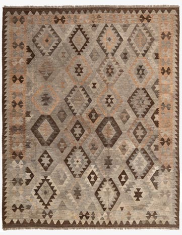 6' 3 x 7' 9 Hand Woven Kilim Maymana Wool Rug