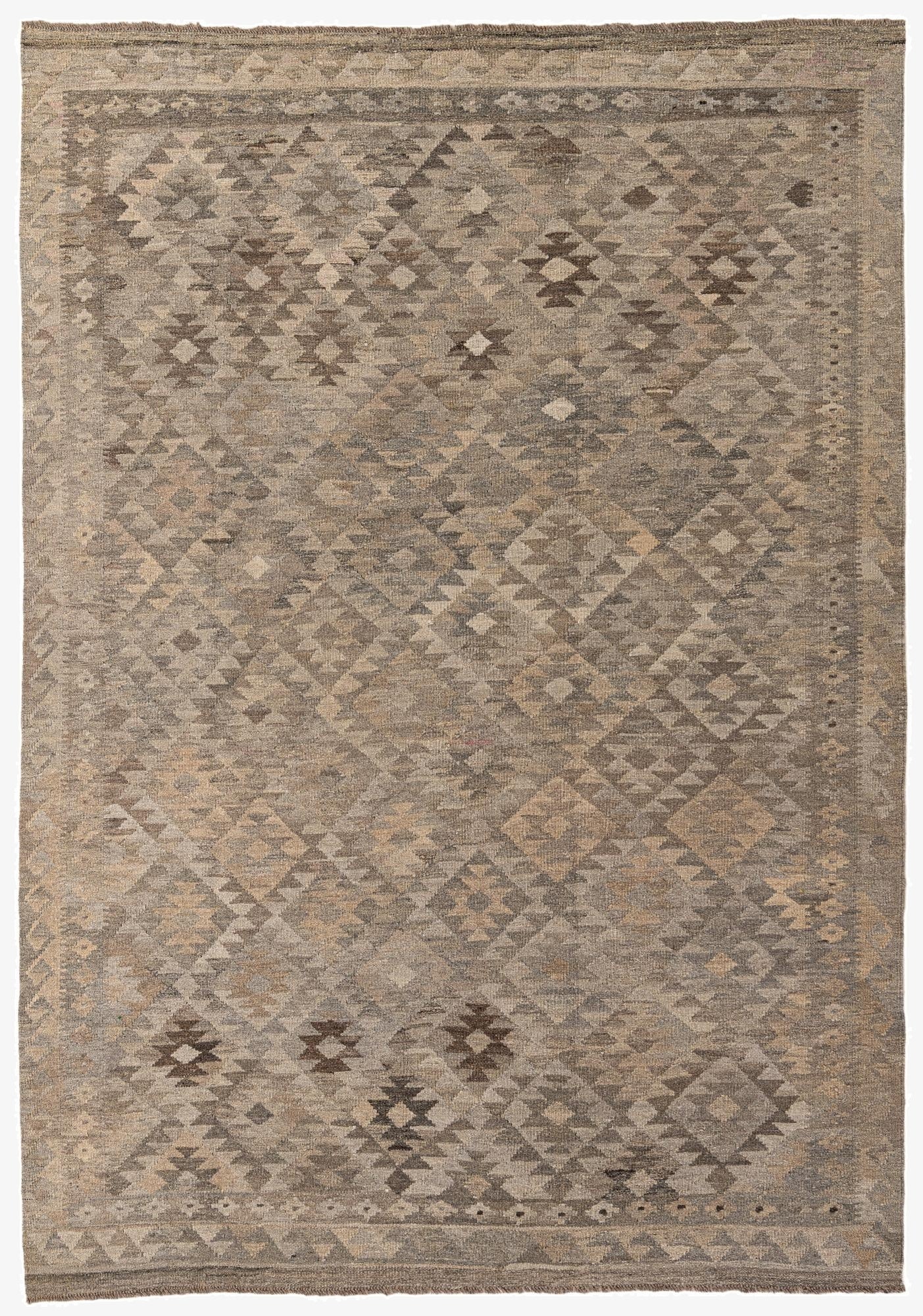 6' 2 x 9' 2  Hand Woven Kilim Maymana Wool Rug
