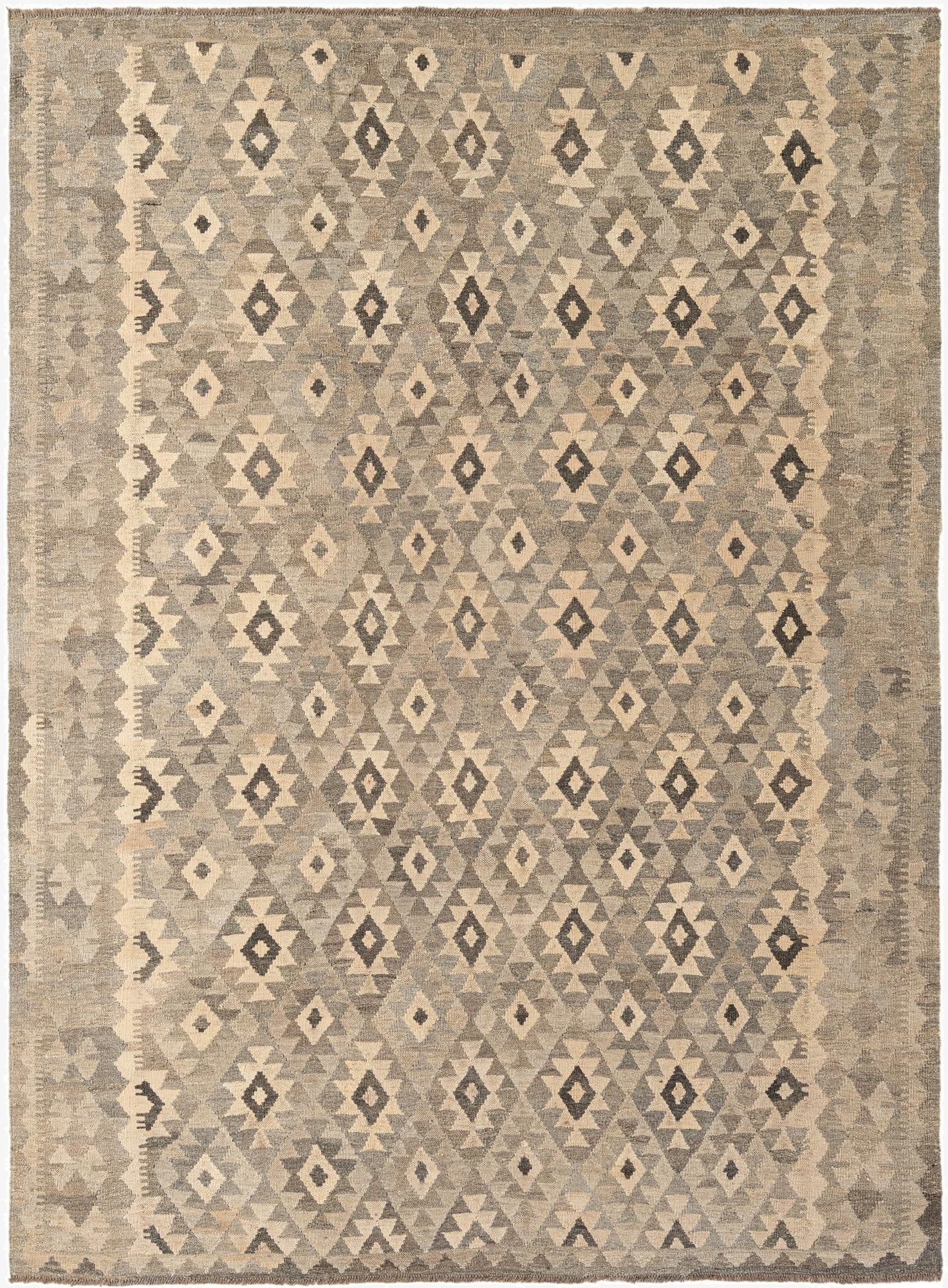 6' 10 x 9' 3  Hand Woven Kilim Maymana Wool Rug