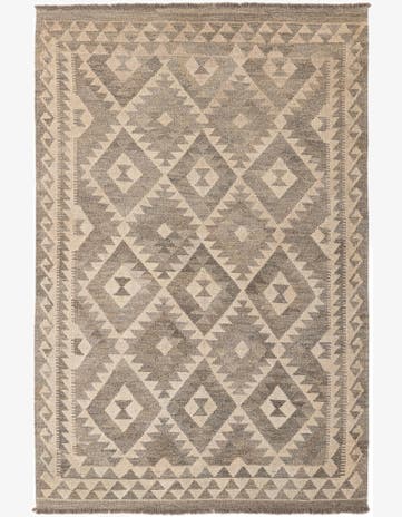 4' 1 x 6' 1 Hand Woven Kilim Maymana Wool Rug