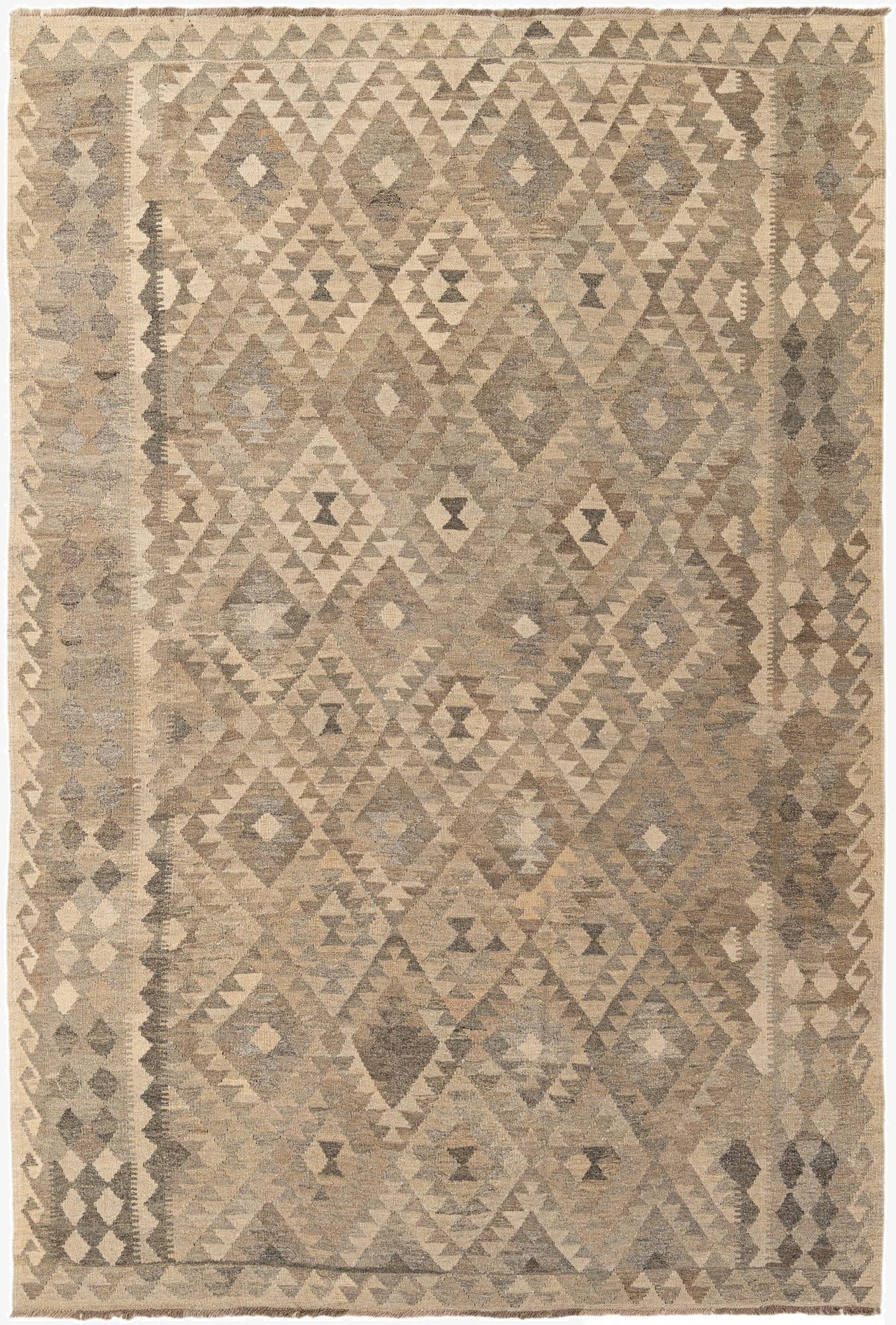 6' 9 x 9' 9  Hand Knotted Kilim Maymana Wool Rug