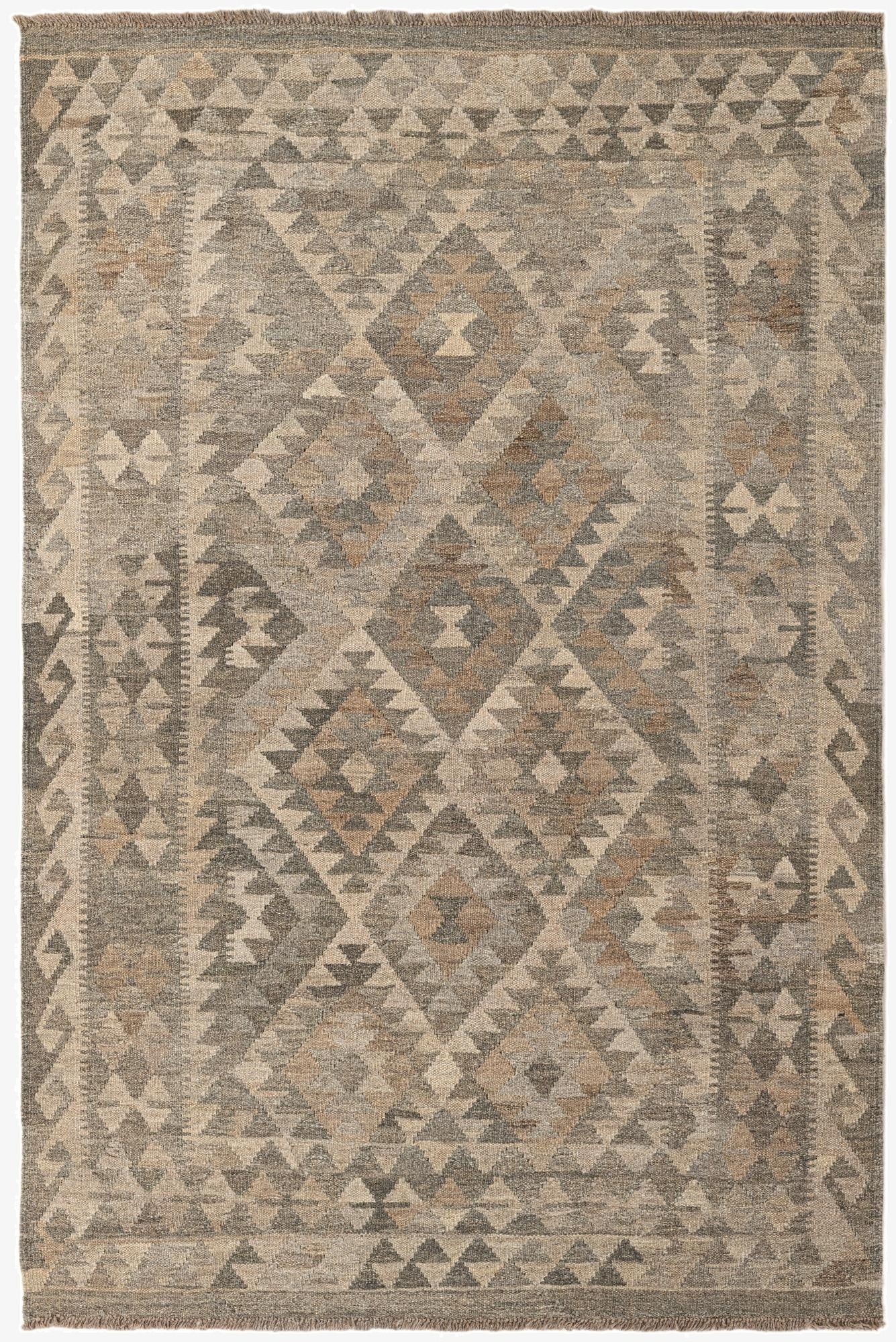 4' 2 x 6' 5  Hand Woven Kilim Maymana Wool Rug