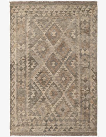 4' 2 x 6' 5 Hand Woven Kilim Maymana Wool Rug