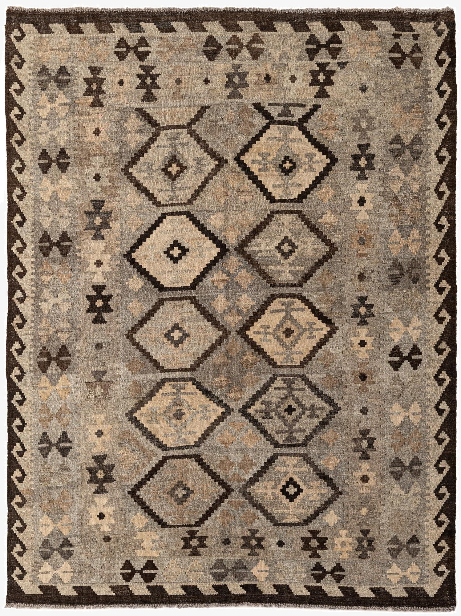 5' x 6' 7  Hand Woven Kilim Maymana Wool Rug