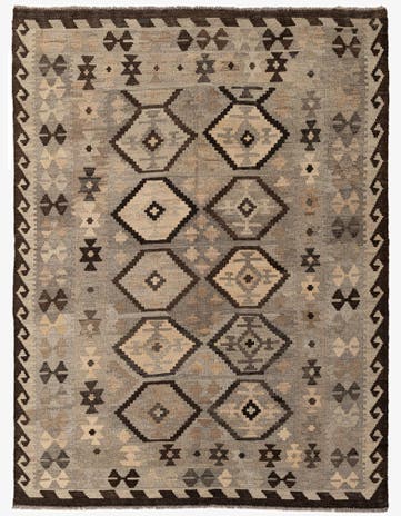 5' x 6' 7 Hand Woven Kilim Maymana Wool Rug