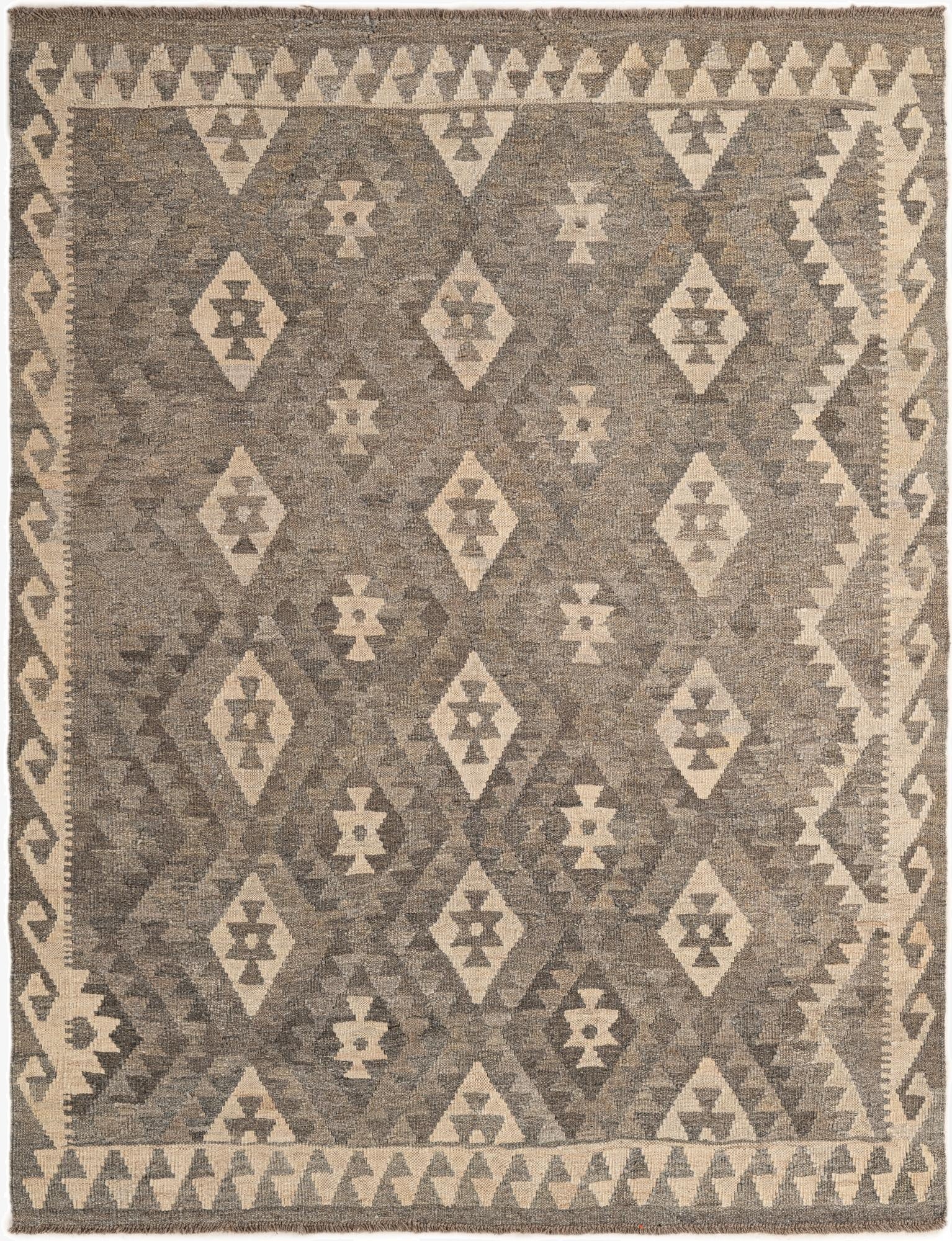 5' 2 x 6' 7  Hand Woven Kilim Maymana Wool Rug
