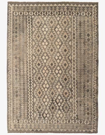 6' 8 x 9' 8 Hand Woven Kilim Maymana Wool Rug