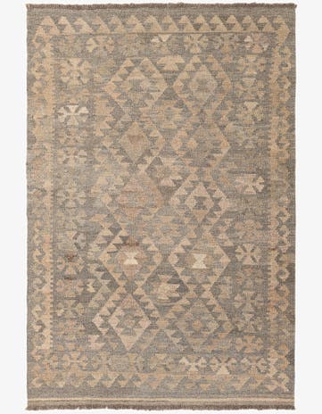 4' x 5' 11 Hand Woven Kilim Maymana Wool Rug