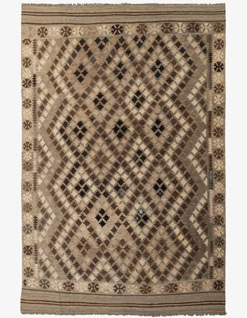 6' 7 x 9' 10 Hand Woven Kilim Maymana Wool Rug